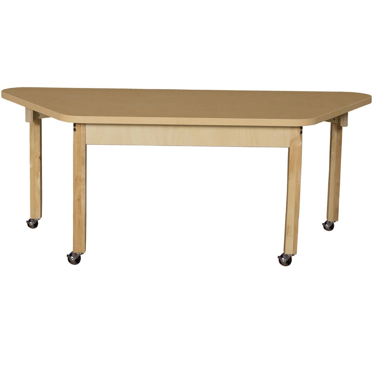 Mobile Trapezoidal High Pressure Laminate Table with Hardwood Legs-14