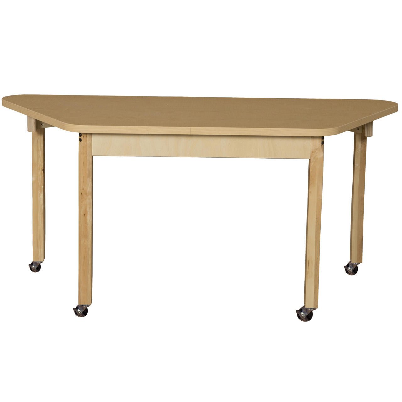 Mobile Trapezoidal High Pressure Laminate Table with Hardwood Legs-29