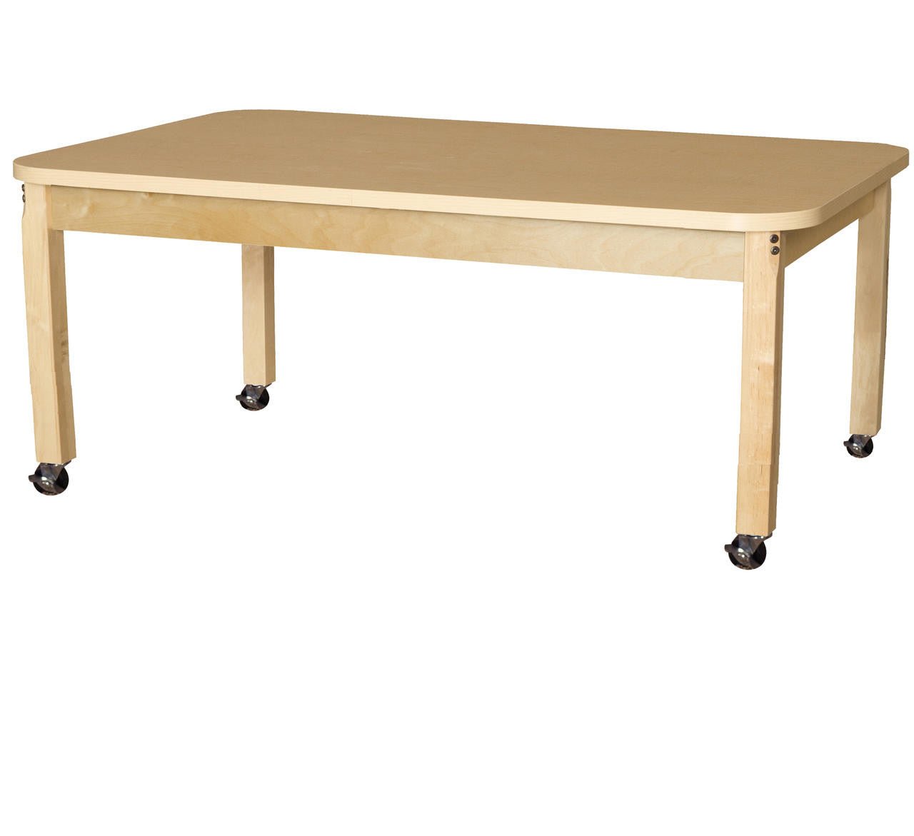 Rectangle High Pressure Laminate Table with Hardwood Legs-18