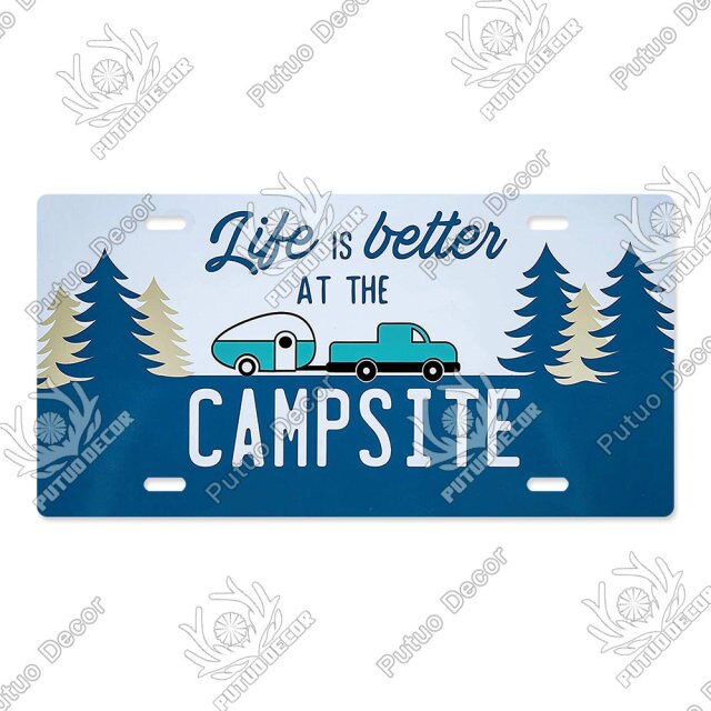 Camping Tin License Plate for Camping Decor