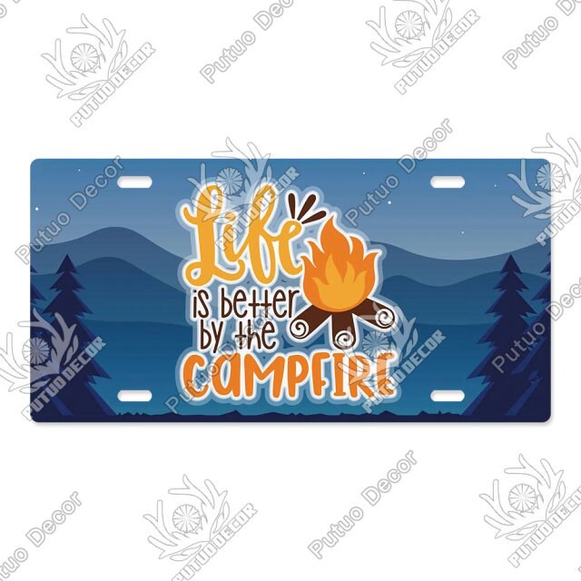 Camping Tin License Plate for Camping Decor