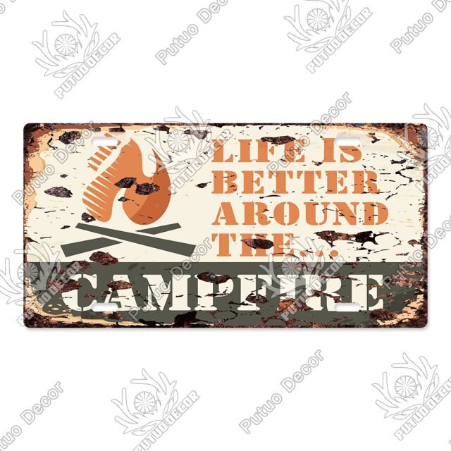 Camping Tin License Plate for Camping Decor