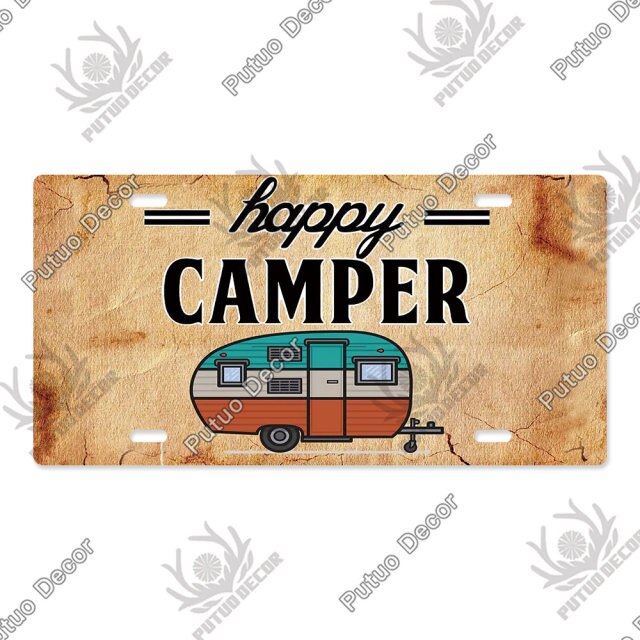 Camping Tin License Plate for Camping Decor