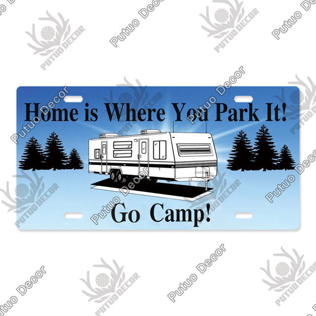 Camping Tin License Plate for Camping Decor