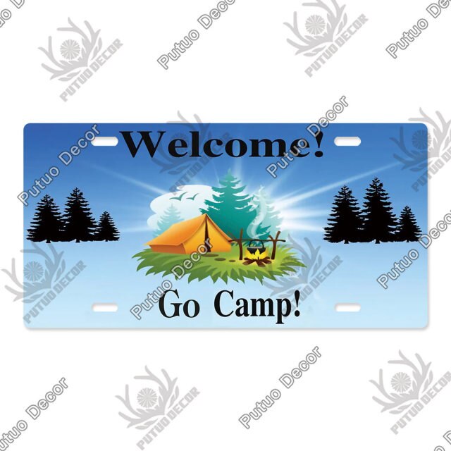 Camping Tin License Plate for Camping Decor