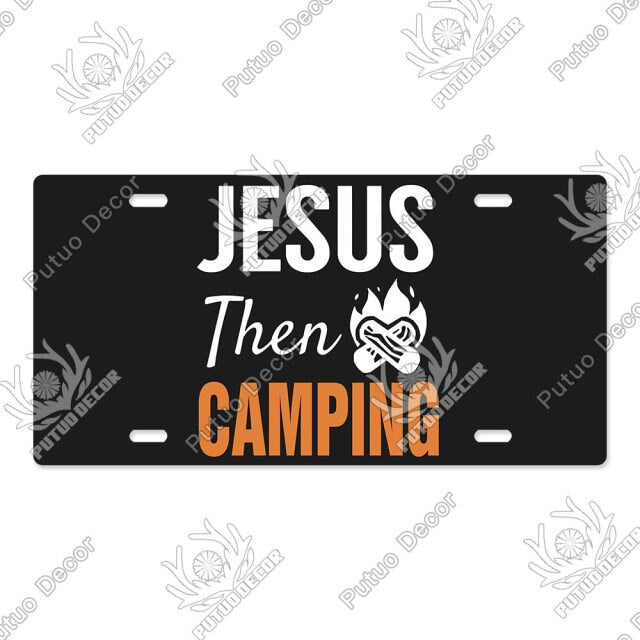 Camping Tin License Plate for Camping Decor