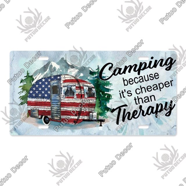 Camping Tin License Plate for Camping Decor