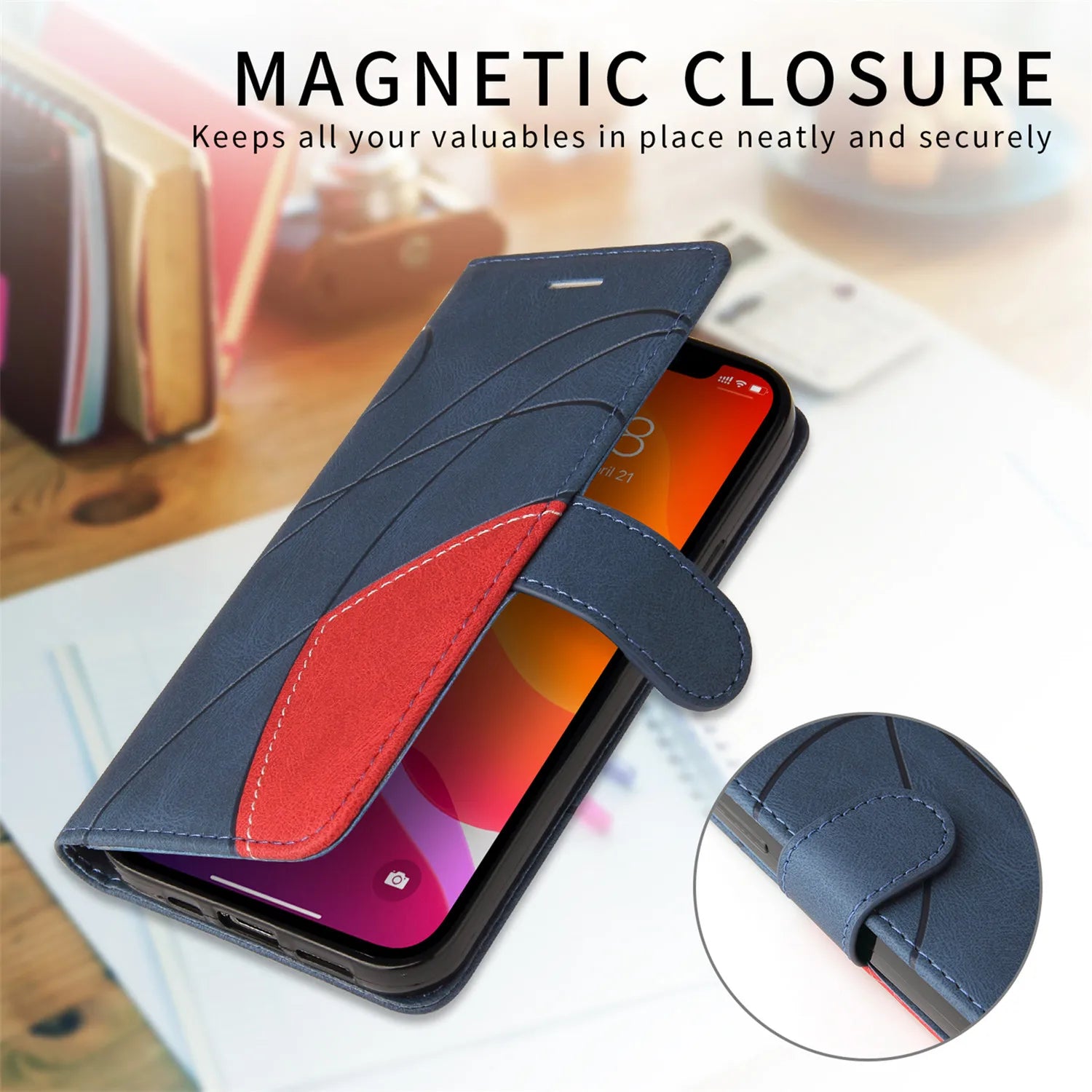 Leather Wallet Flip Stand Phone Case For iPhone