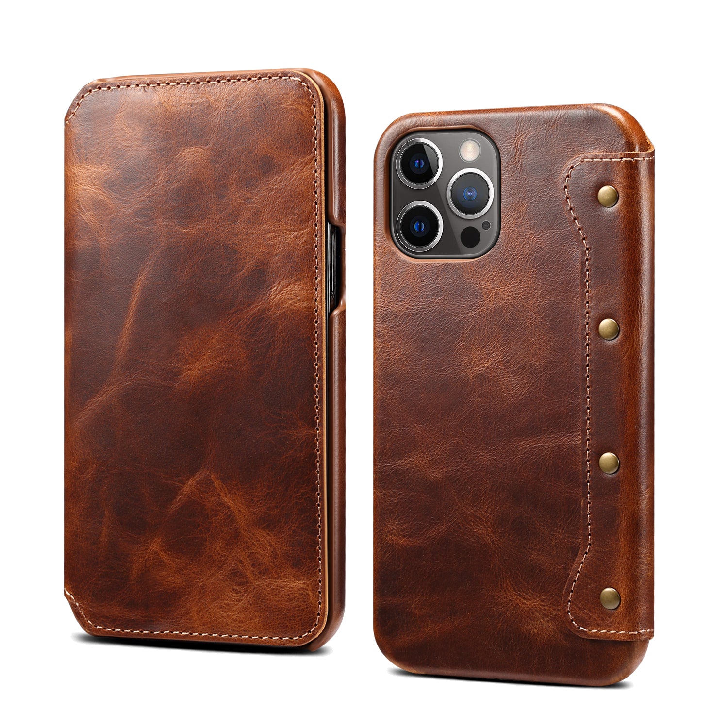 Real Leather Retro Wallet Phone Case For iPhone