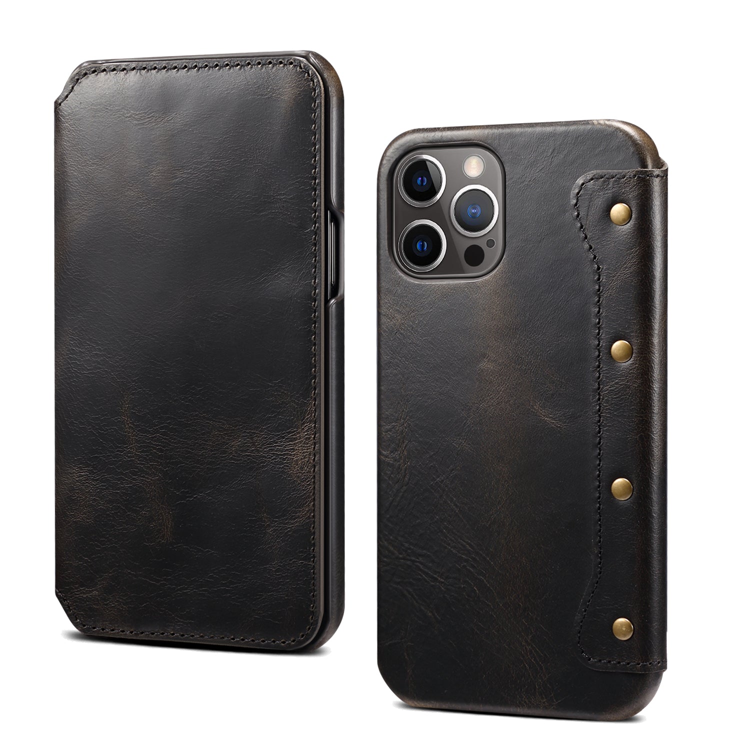 Real Leather Retro Wallet Phone Case For iPhone