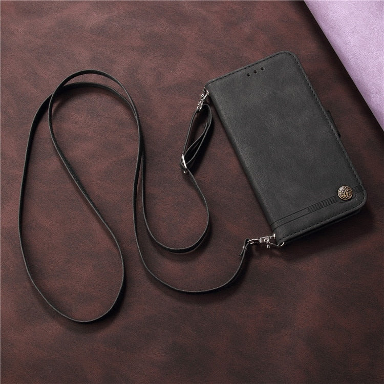 Leather Flip Wallet Phone Case For Samsung