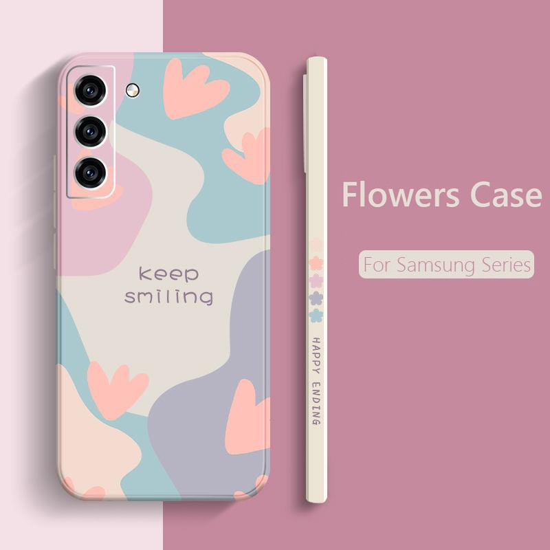 Cartoon Flower Square Silicone Phone Case For Samsung