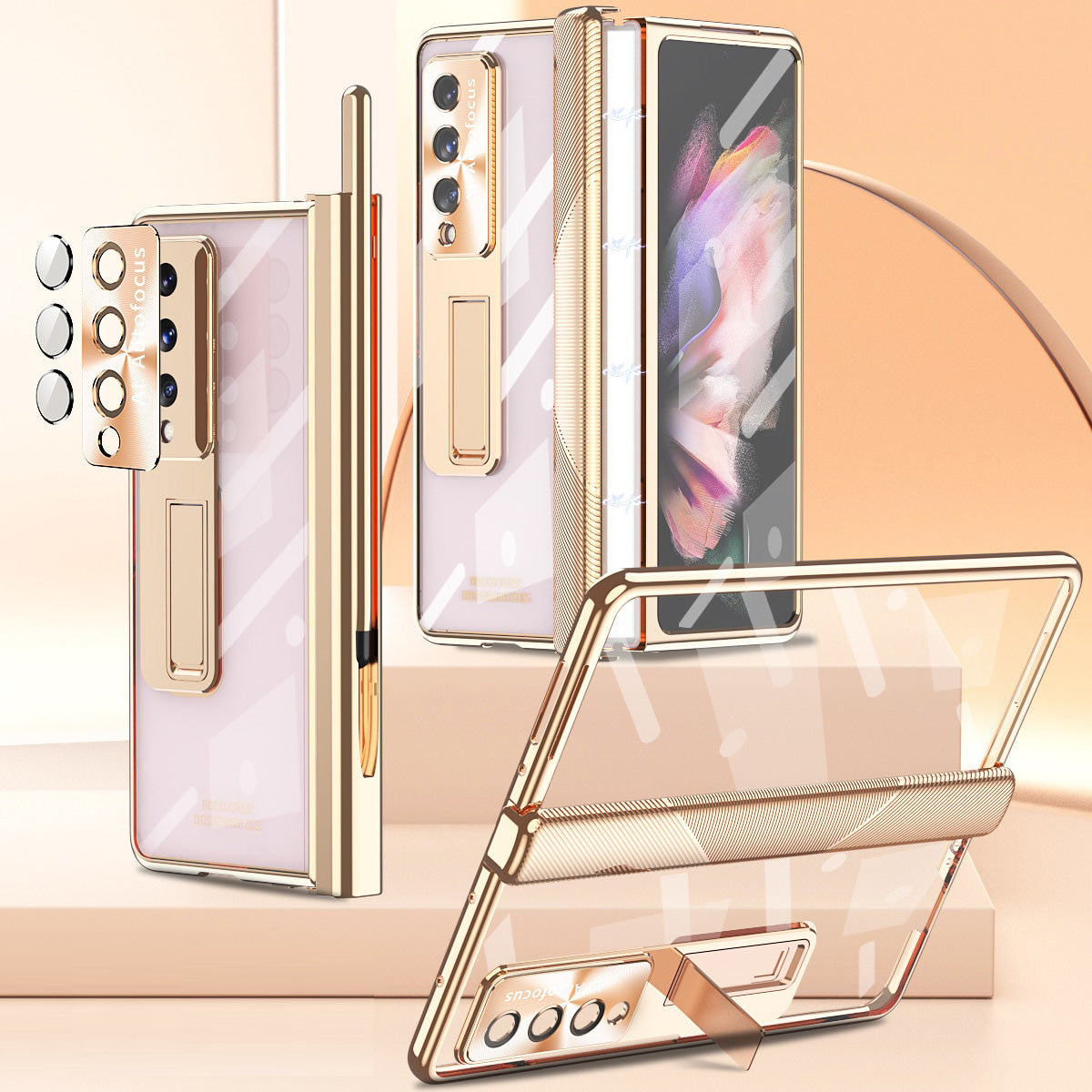 Magnetic Hinge Lens Protection Phone Case With S Pen Slot For Samsung Galaxy Z Fold