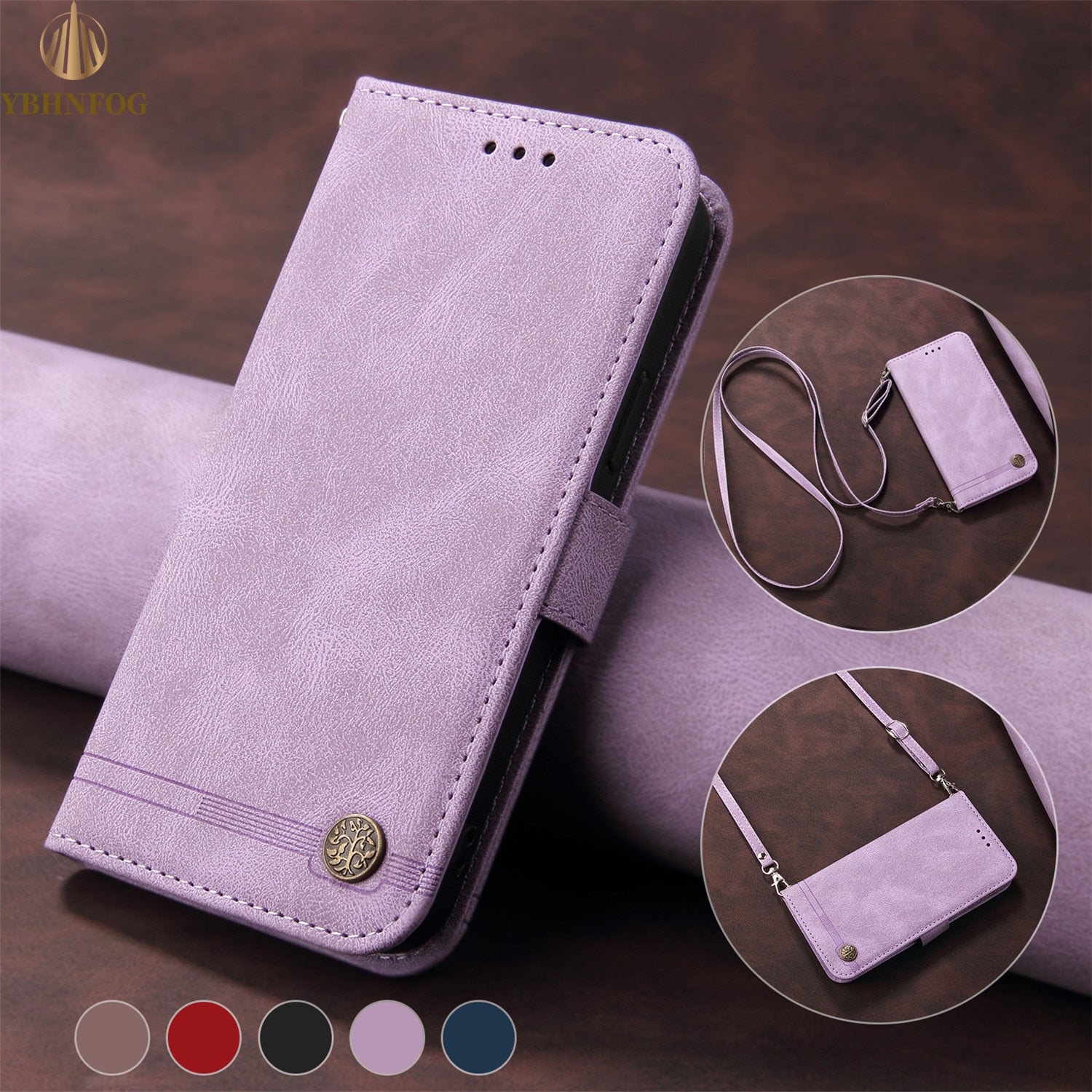 Leather Flip Wallet Phone Case For Samsung