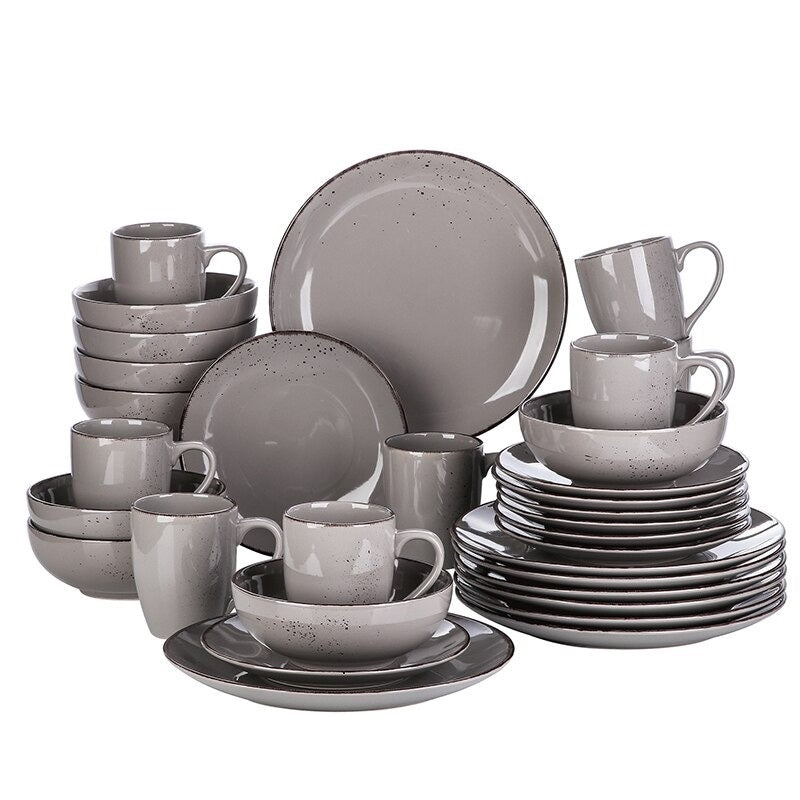 Grey Stoneware Ceramic Dinnerware Set for 4 8 12 SKU 70096