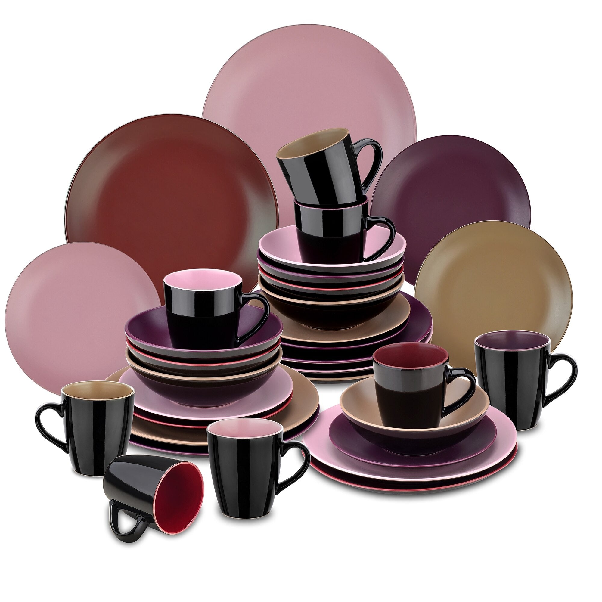 Purple Stoneware Ceramic Dinnerware Set for 4 8 12 SKU 70070