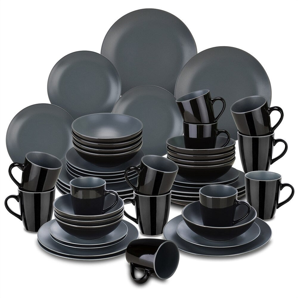 Black Stoneware Ceramic Dinnerware Set for 4 8 12 SKU 70055