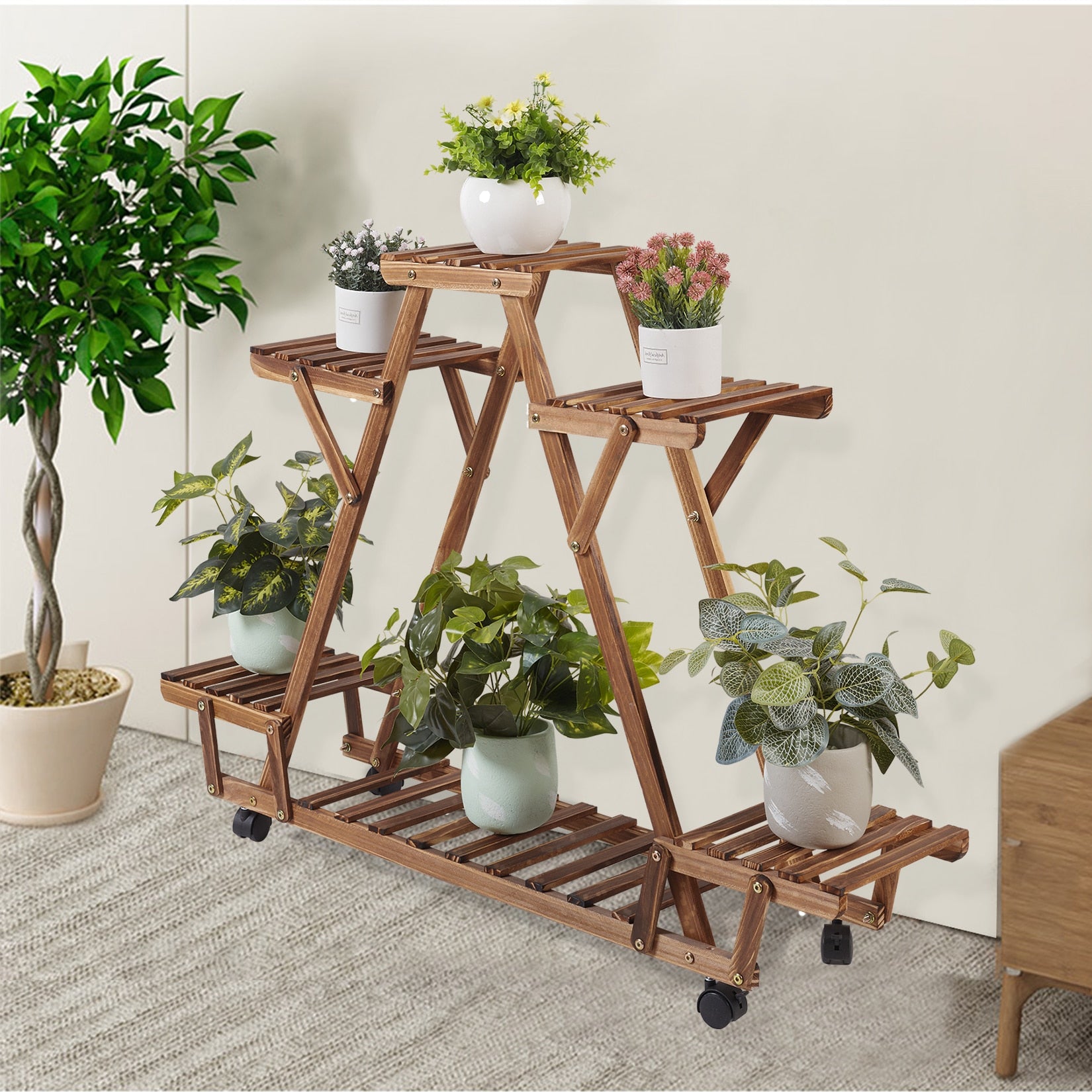 Solid Wood Plant Pot Stand for Indoor and Outdoor SKU 35006