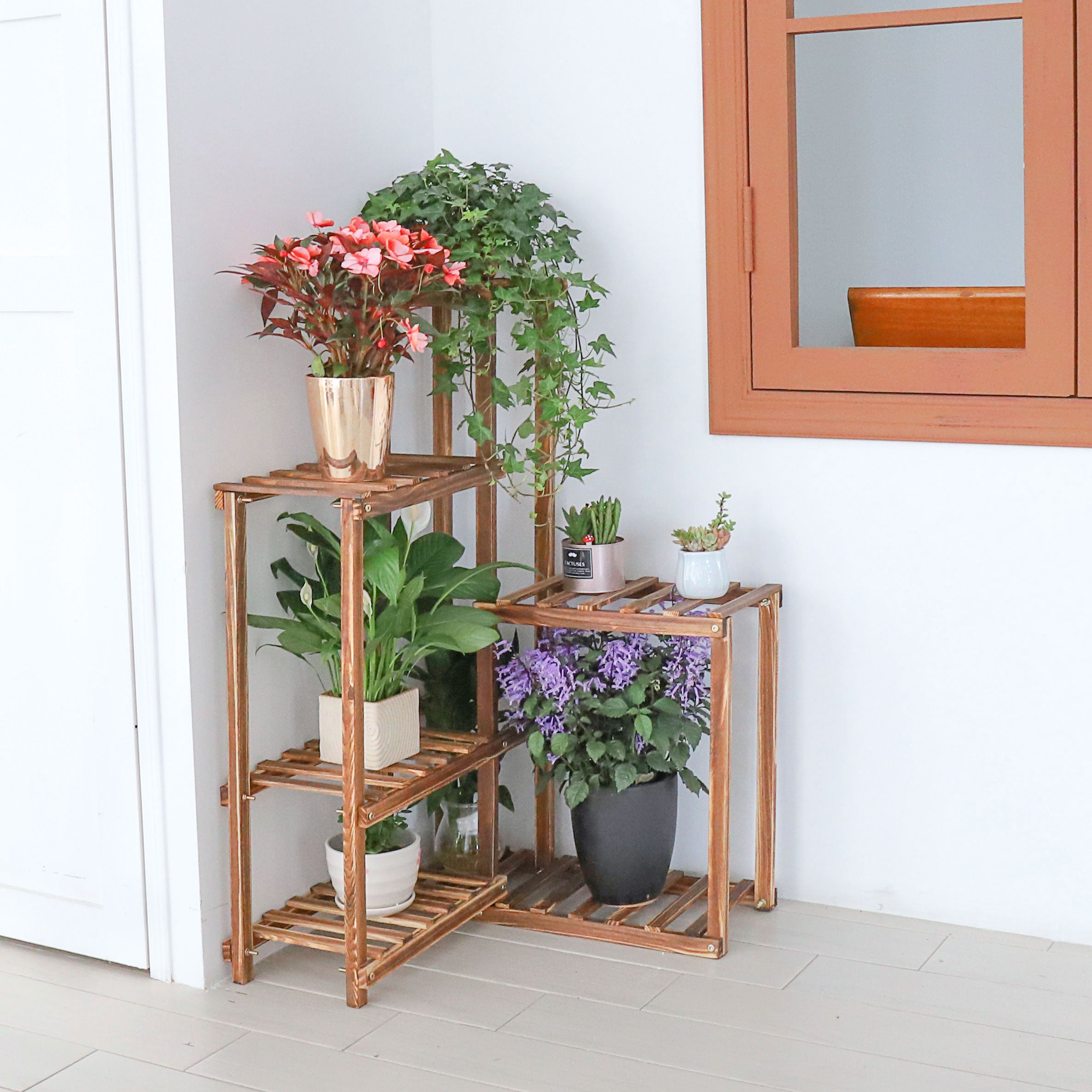 Solid Wood Plant Pot Stand for Indoor and Outdoor SKU 35005