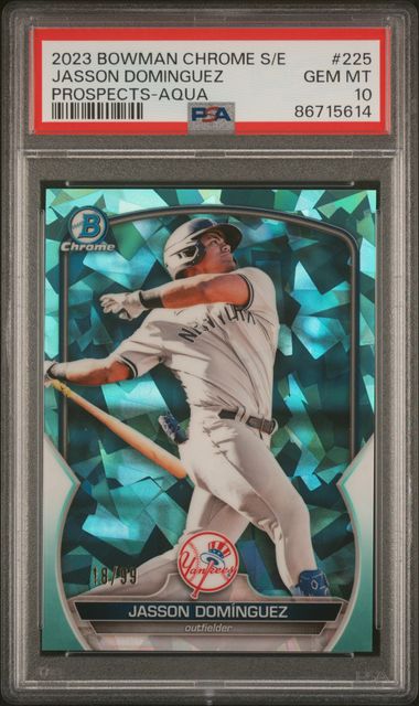 Jasson Dominguez 2023 Bowman Chrome Aqua 18/99 PSA 10