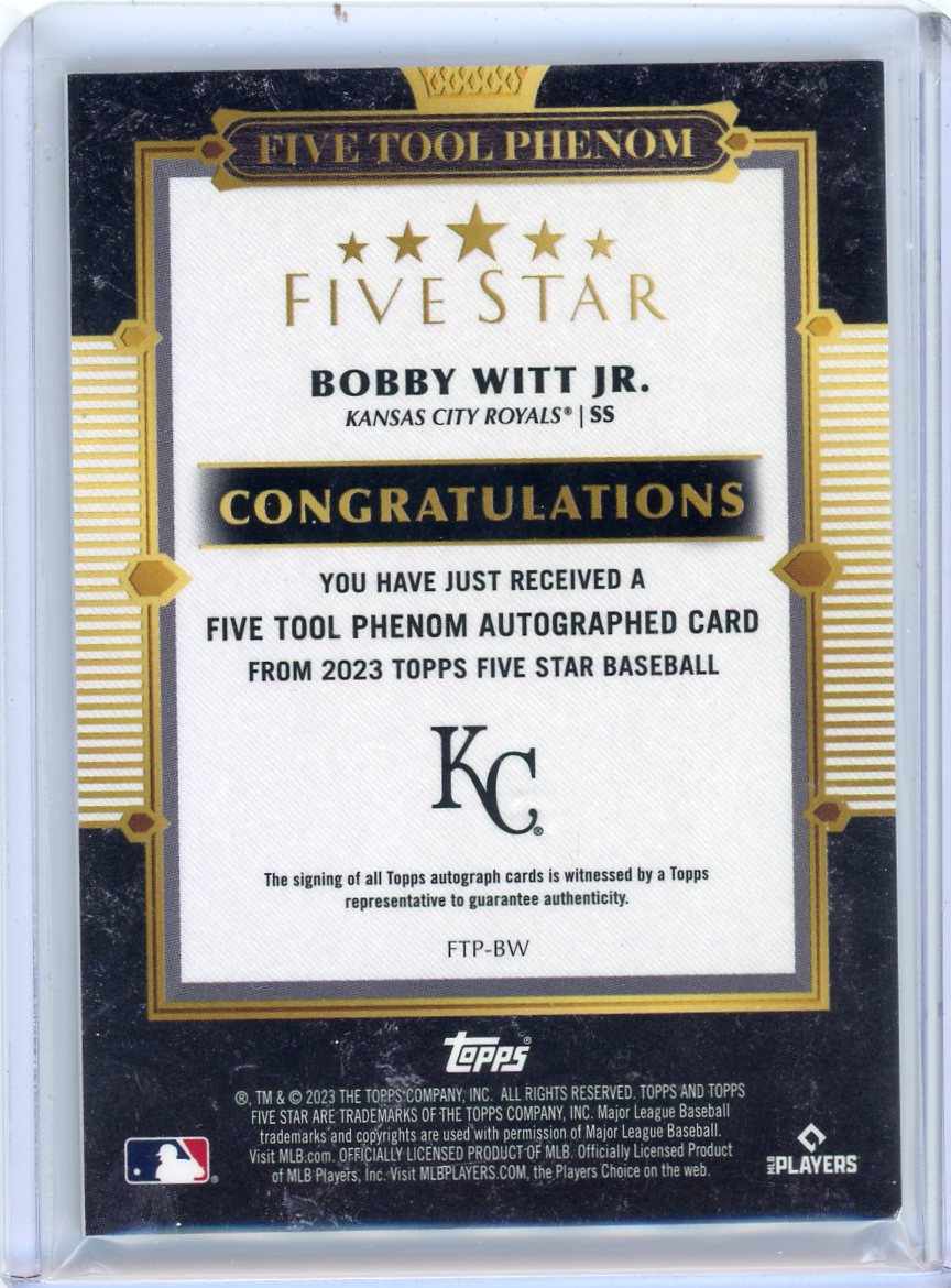 Bobby Witt Jr. 2023 Topps Five Star Five Tool Player Auto 06/25