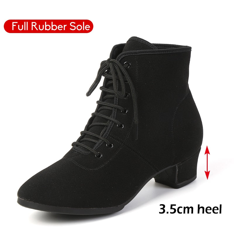 DKZSYIM New Women Ballroom Latin Dance Shoes Jazz Modern Dance Shoes Lace Up Dancing Boots Red Black Sports Dancing Sneakers