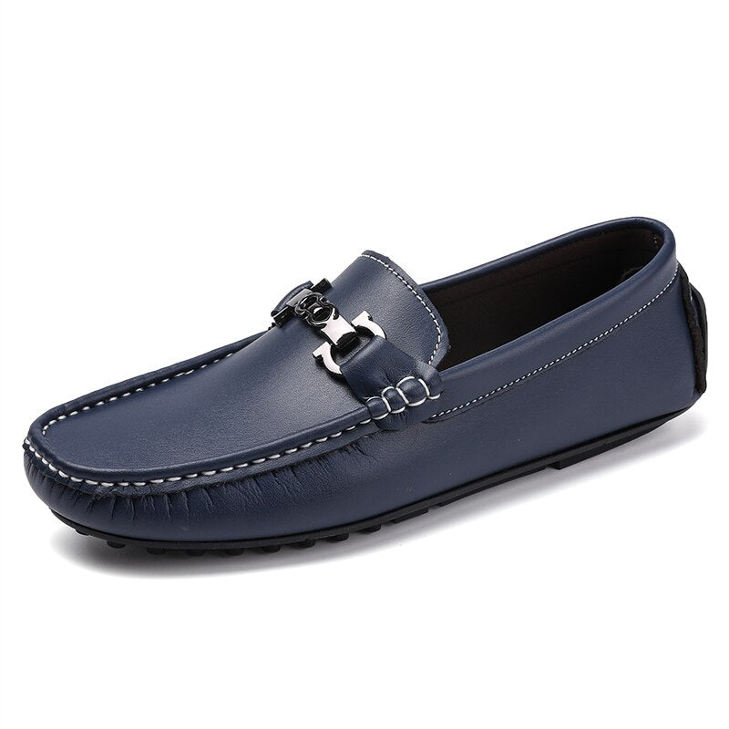 Fashion Driving Shoes Moccasin Soft Black White Loafers Split Leather Slip-On Men Casual Shoes Comfortable Sneakers Flats