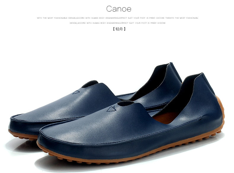 Men Fashion PU Loafers Leather Casual Shoes Large Size EU 39-47 Slip-on Man Flat Driving Shoes Black Blue Beige