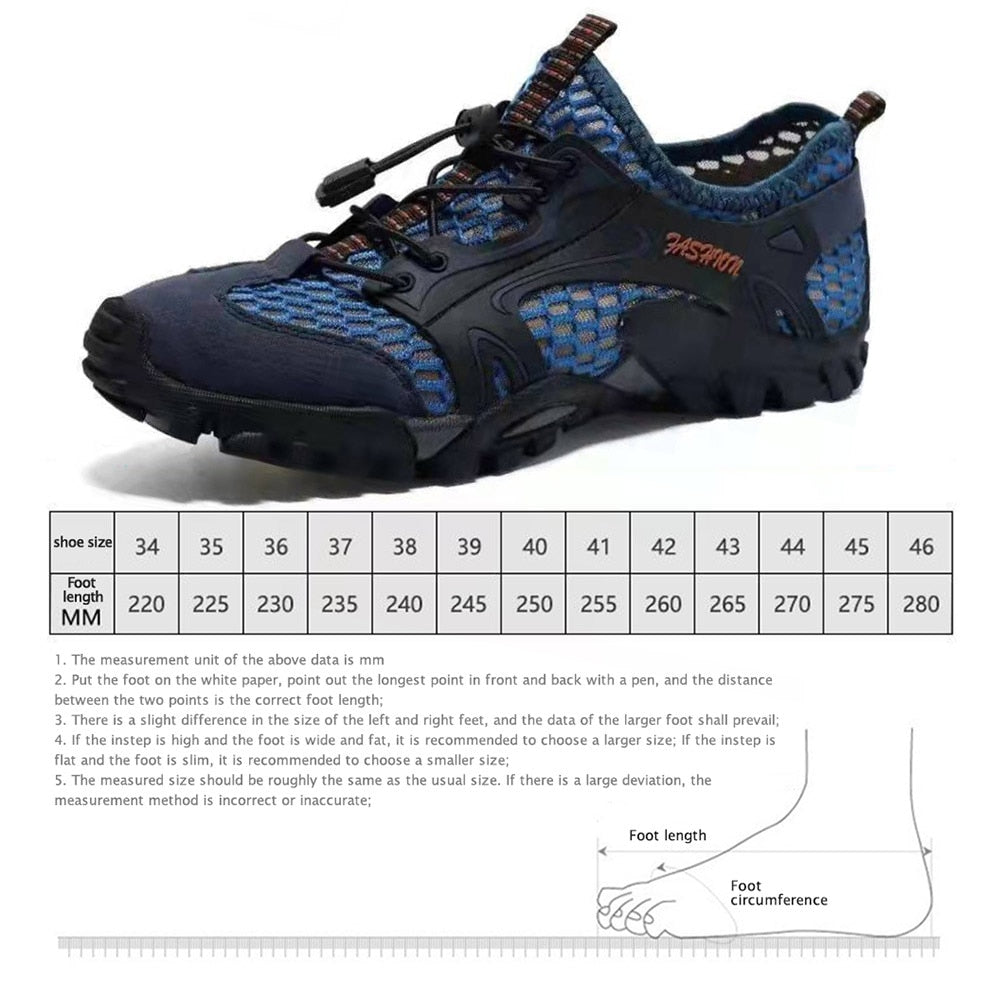 Men Slip On Upstream Shoes Nonslip Rubber Beach Water Shoes Breathable Quick Dry Elastic Shoelace Comfortable for Outdoor Hiking
