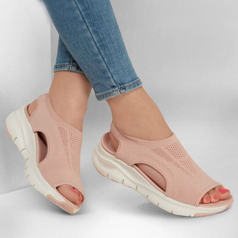 Women Sandals Soft Bottom Summer Sandals Peep Toe Wedges Shoes For Women Heels Sandalias Mujer Elegant Low Heel Summer Footwear