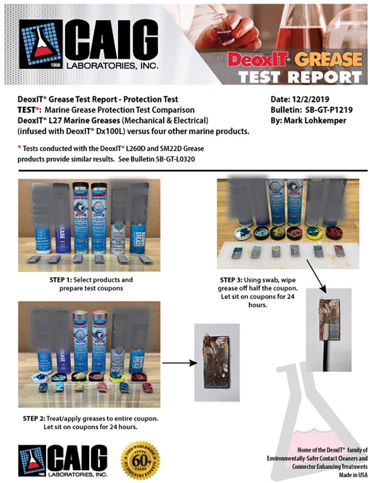 CAIG Labs., DeoxIT L27-ME-Q8T, Electrical Marine Lithium Grease with cleaner/deoxidizer, Quartz Particles, 226 g Tube/Tip