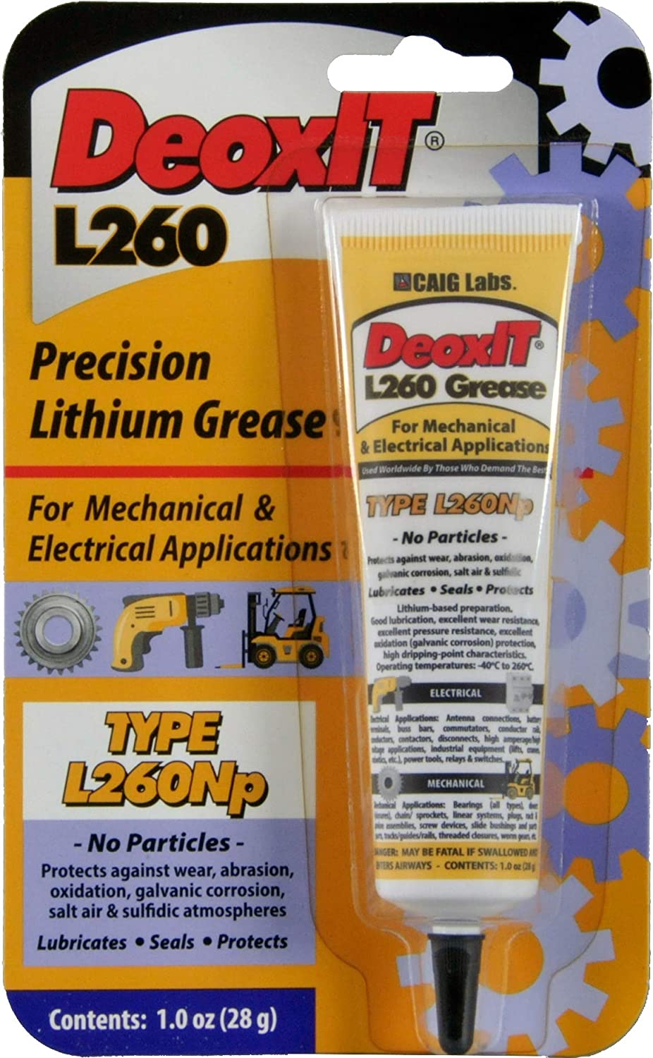 CAIG Labs., DeoxIT L260-N1, Lithium Grease, No Particles, 28g Squeeze Tube
