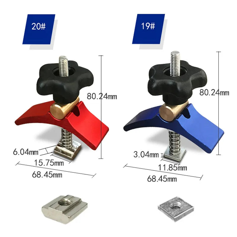 Woodworking T Track Clamping Block CNC Router Machine  Pressure Plate Set Miter M6 Screw Pressing Block T Slider Kit