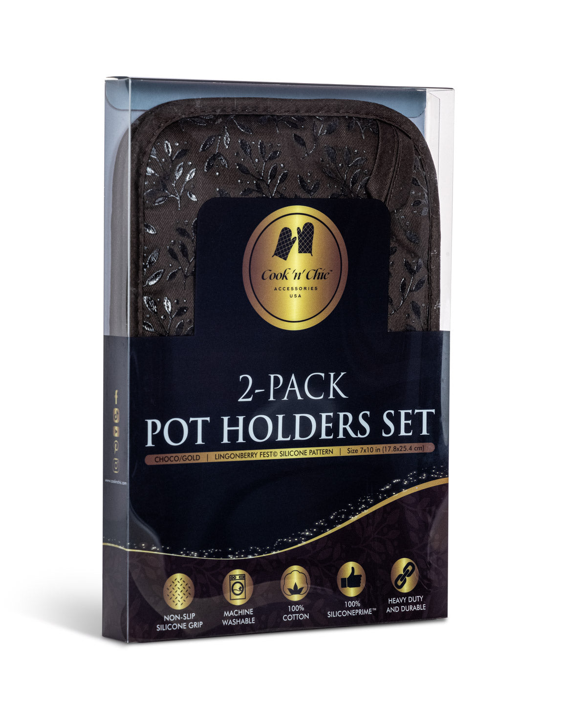 Pot Holders Set of 2 (Choco/Gold)