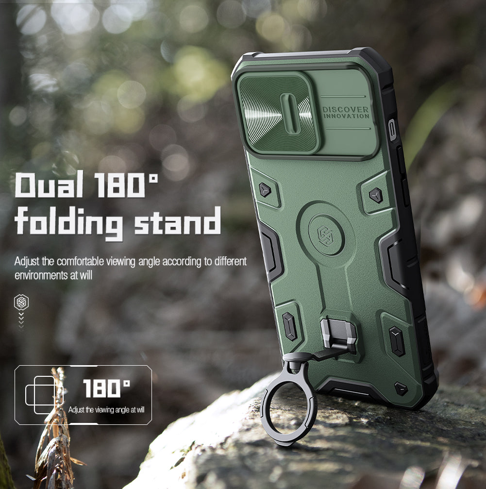 iPhone 14 Series Military-Grade Shockproof Case with Slide Camera Cover and Kickstand