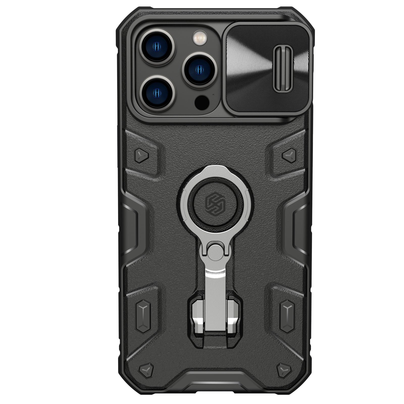 iPhone 14 Series Military-Grade Shockproof Case with Slide Camera Cover and Kickstand