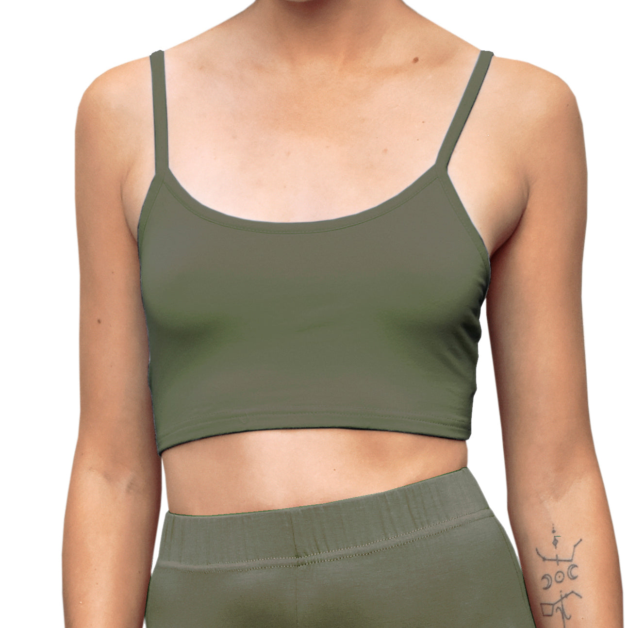 Cropped Tank Top - Solid Olive