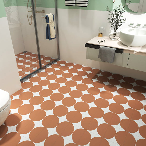 Brown  Geometric Peel and Stick Vinyl Floor Tile Sticker