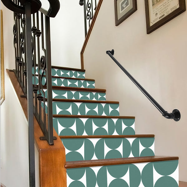 Green Geometric Peel and Stick Vinyl Floor Tile Sticker