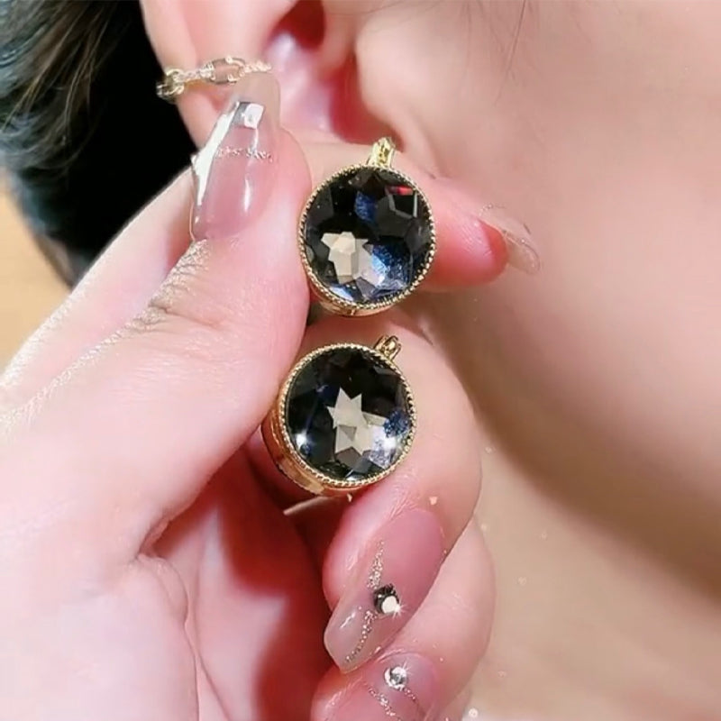 Double Side Black Crystal Earring