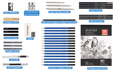 Sketching Set 41 PCS Drawing and Sketching Artist Kit Includes Complete  Sketching and Charcoal Pencils with Portable Travel Zippered Case. Art Set  for Kids, Teens and Adults – Typecho Art