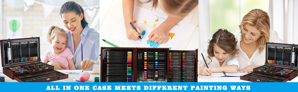 Buy Color More 93 Piece Professional Art set,Drawing kit,Colored Pencils  and Oil Pastels in Wooden Box,Art Supplies for Teens and Adults Online at  desertcartIsrael
