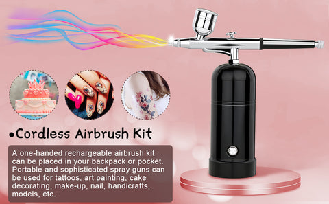 Air Brush Pen, Mini Air Compressor Airbrush Kit USB Rechargeable and  Portable Airbrush Gun - Pink
