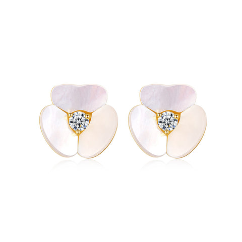 Mother of Pearl Flower Stud Earrings