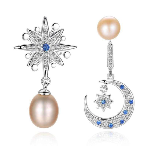 moon star pearl earrings