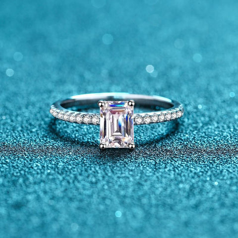 Emerald Cut Moissanite Ring