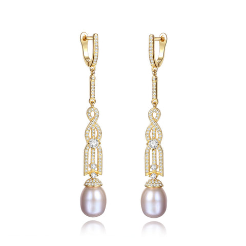 Gold Pearl Drop Earrings