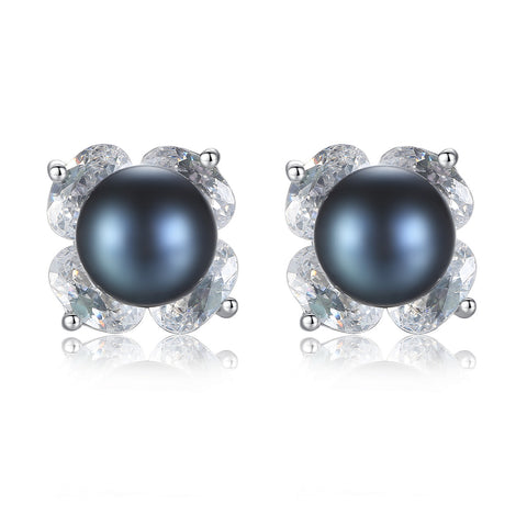 black pearl earrings studs