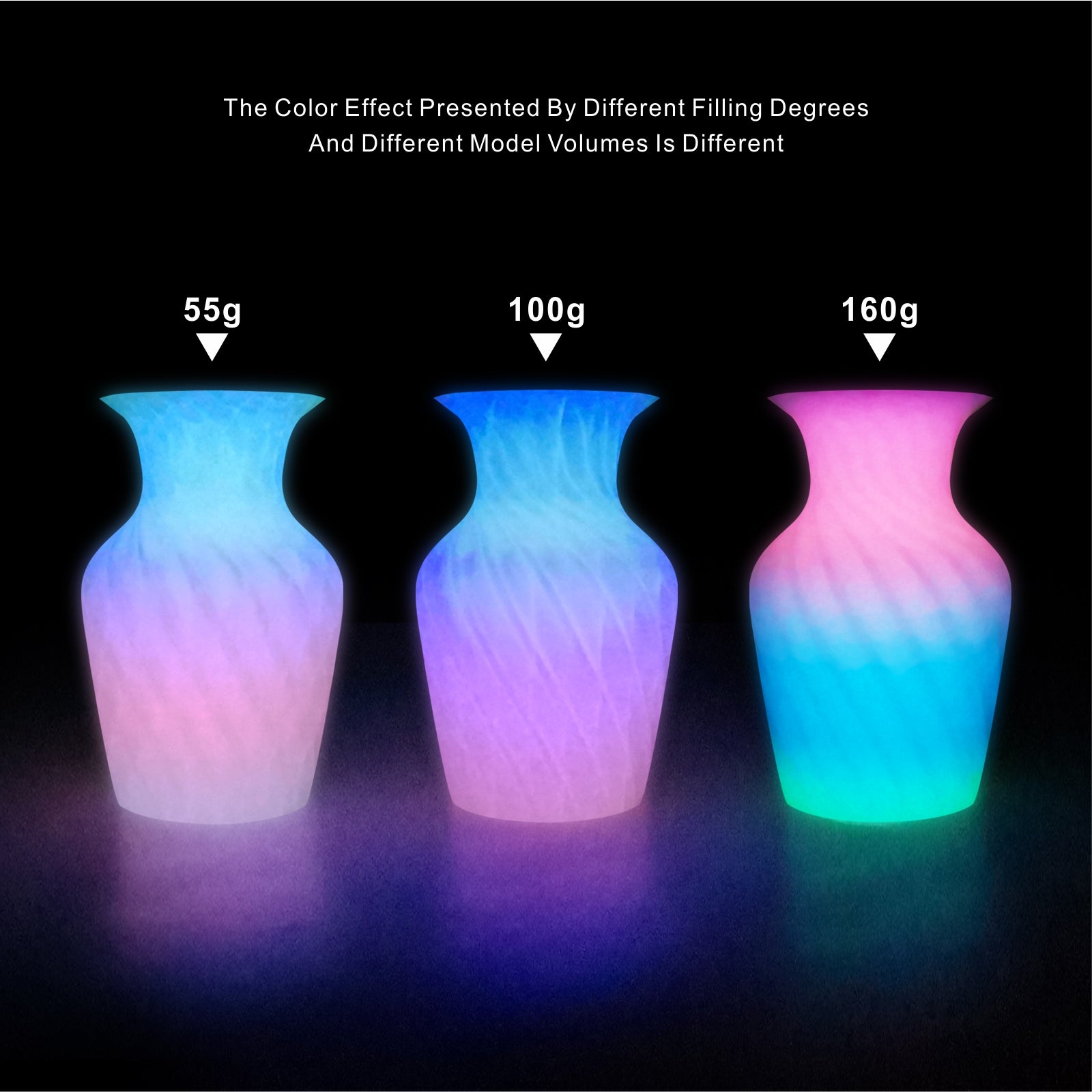 Luminous Rainbow,1.75mm Glow in dark PLA Rainbow 3D Printer Filament