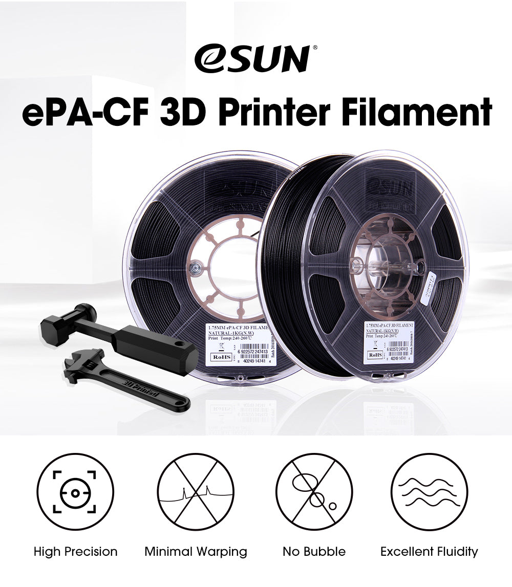 WISEPRO eSUN 1.75mm ePA-CF Carbon Fiber Filled Nylon 3D Printer Filament